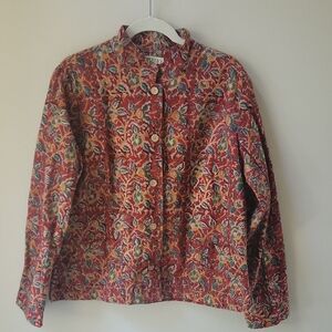 Orvis Vintage Multicolor Floral Cotton Jacket‎ Women Size Large